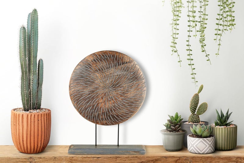 Eximious India تمثال طاولة المزرعة ديكور منزلي تمثال ماندالا منحوت للمنزل العصري 10" × 14"، غرفة المعيشة، رف المدفأة، ديكور الطاولة ومدخل المنزل KHST04 - Image 2